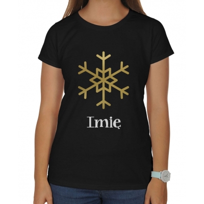 Koszulka damska świąteczna na mikołajki płatki śniegu